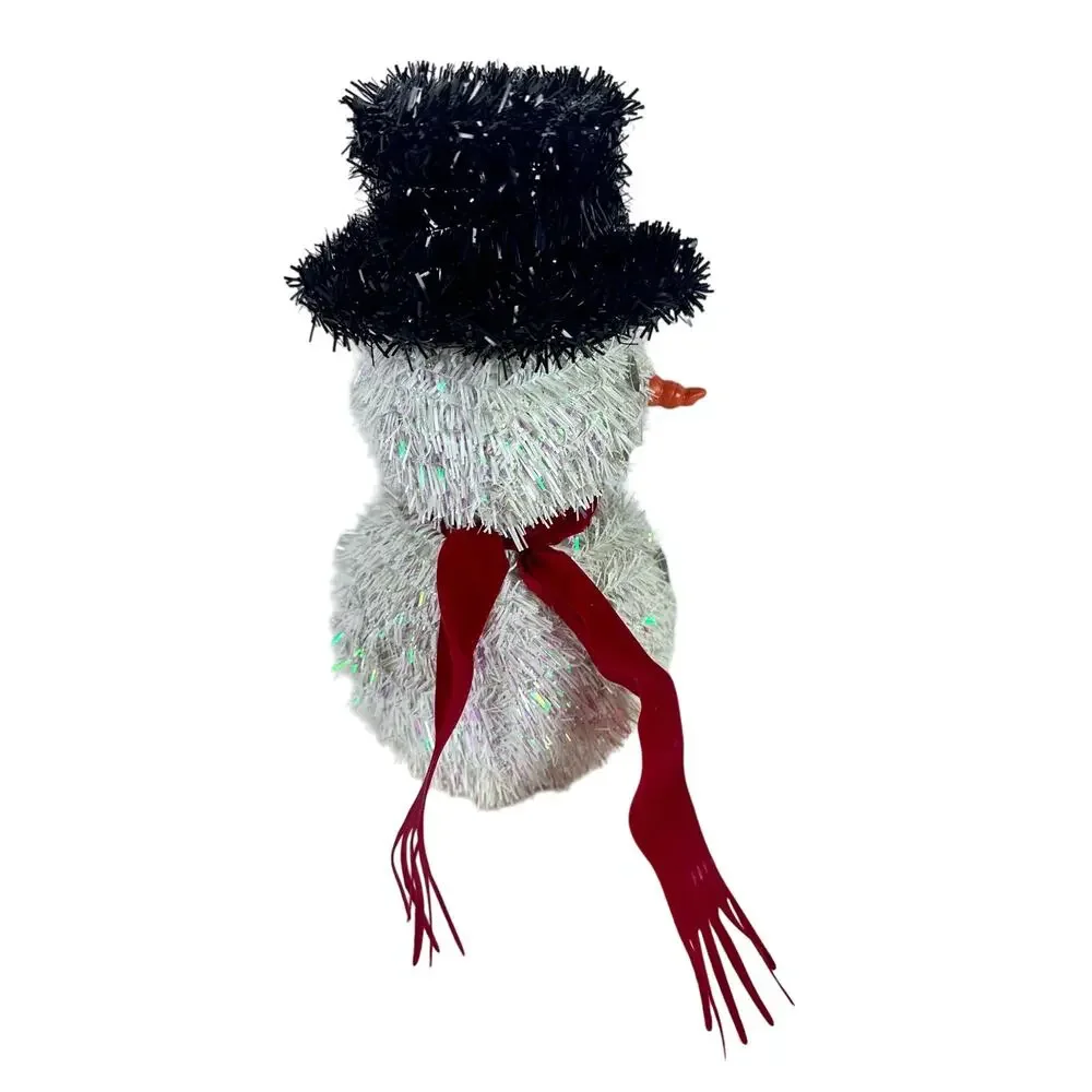 Tinsel Holiday Snowman with Top Hat and Scarf!  Excellent Vintage Design!!
